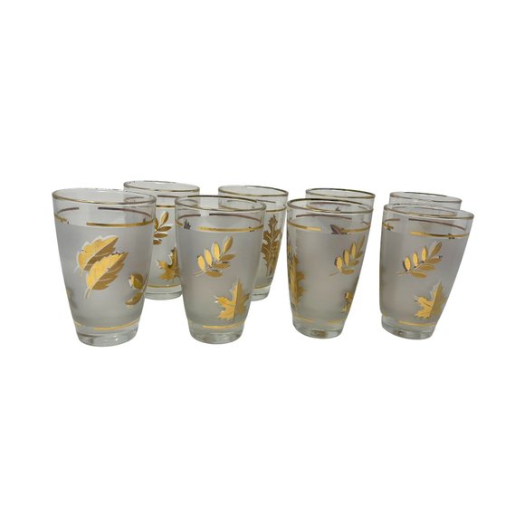Vintage Libbey Hostess Glassware Golden Foliage Beverage Glass Set | Retro Glass - Picture 8 of 8